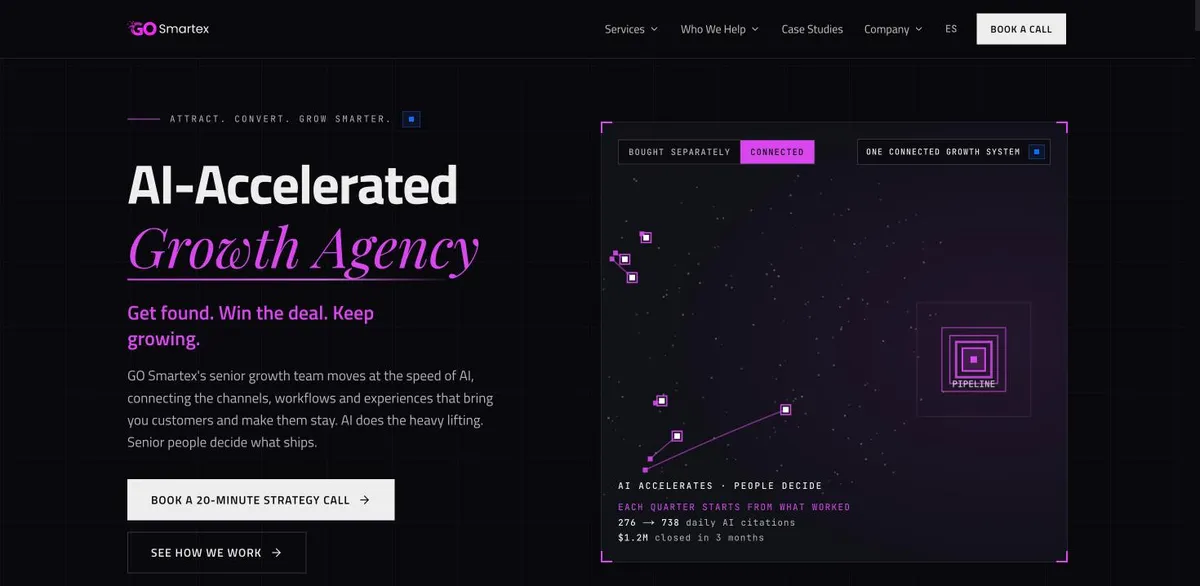 Screenshot of the GO Smartex homepage (gosmartex.com), October 2026