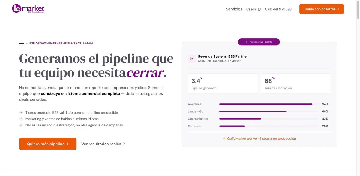 Captura de la página de inicio de LeMarket (lemarket.co), octubre de 2026