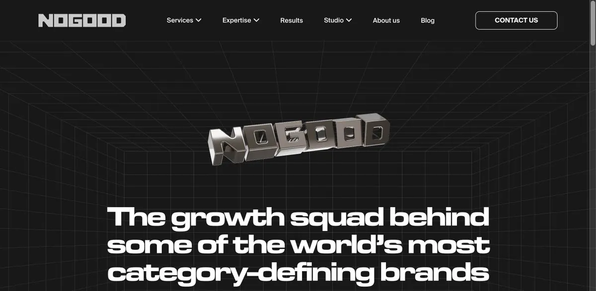 Screenshot of the NoGood homepage (nogood.io), October 2026